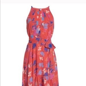 Vince Camuto Colorful floral high-low Chiffon Halter dress Size 4 Petite
